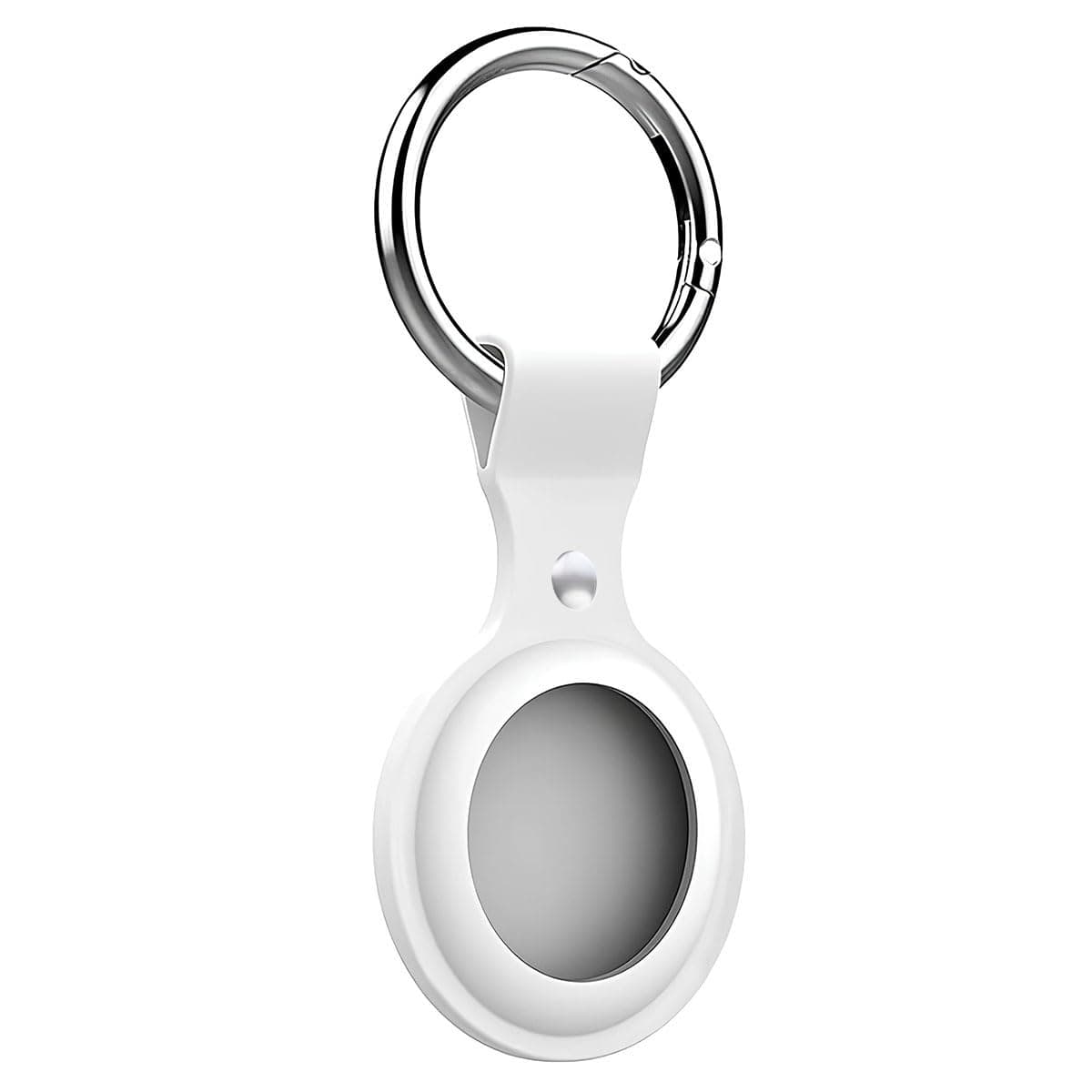 KACA Airtag Case for Apple Airtags - Silicone Protective Cover With Keychain for Locator Tracker Anti-Lost Device (White)