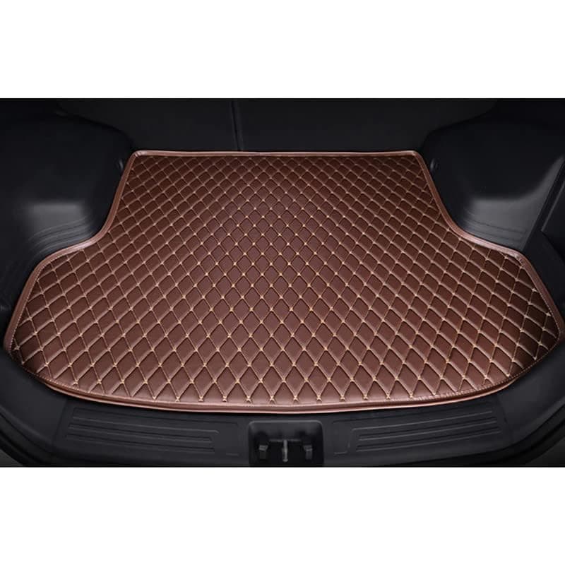 AutoZing® 7D Car Trunk Boot Mat for Kia Seltos Facelift 2026, PU Leatherette, Anti-Skid & Waterproof, Coffee with Beige Thread
