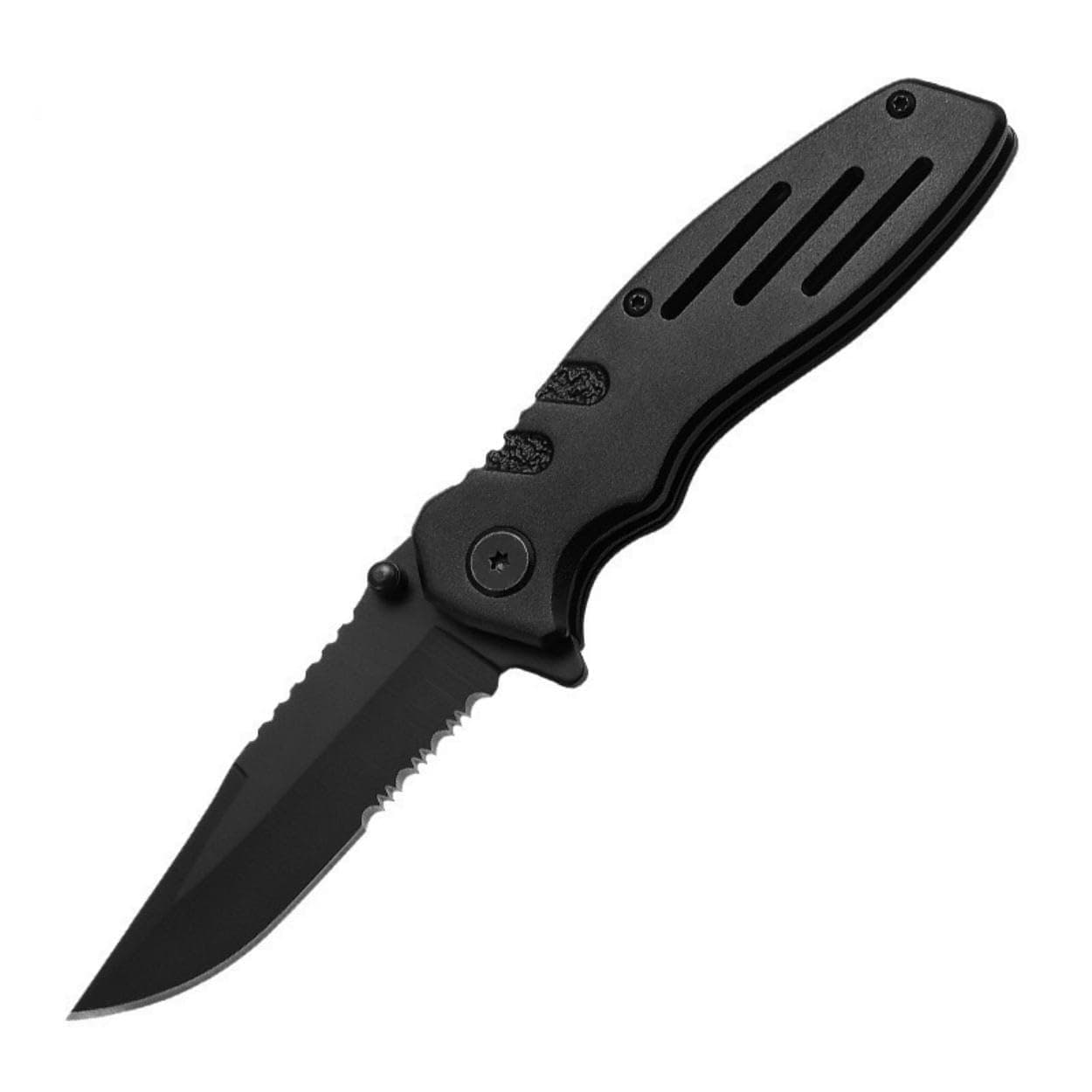 CHETUU Mini Folding Utility Tool Keychain with Carabiner Clip, Compact Metal EDC Pocket Tool, Black, for Package Opening, Camping and Outdoor Everyday Carry