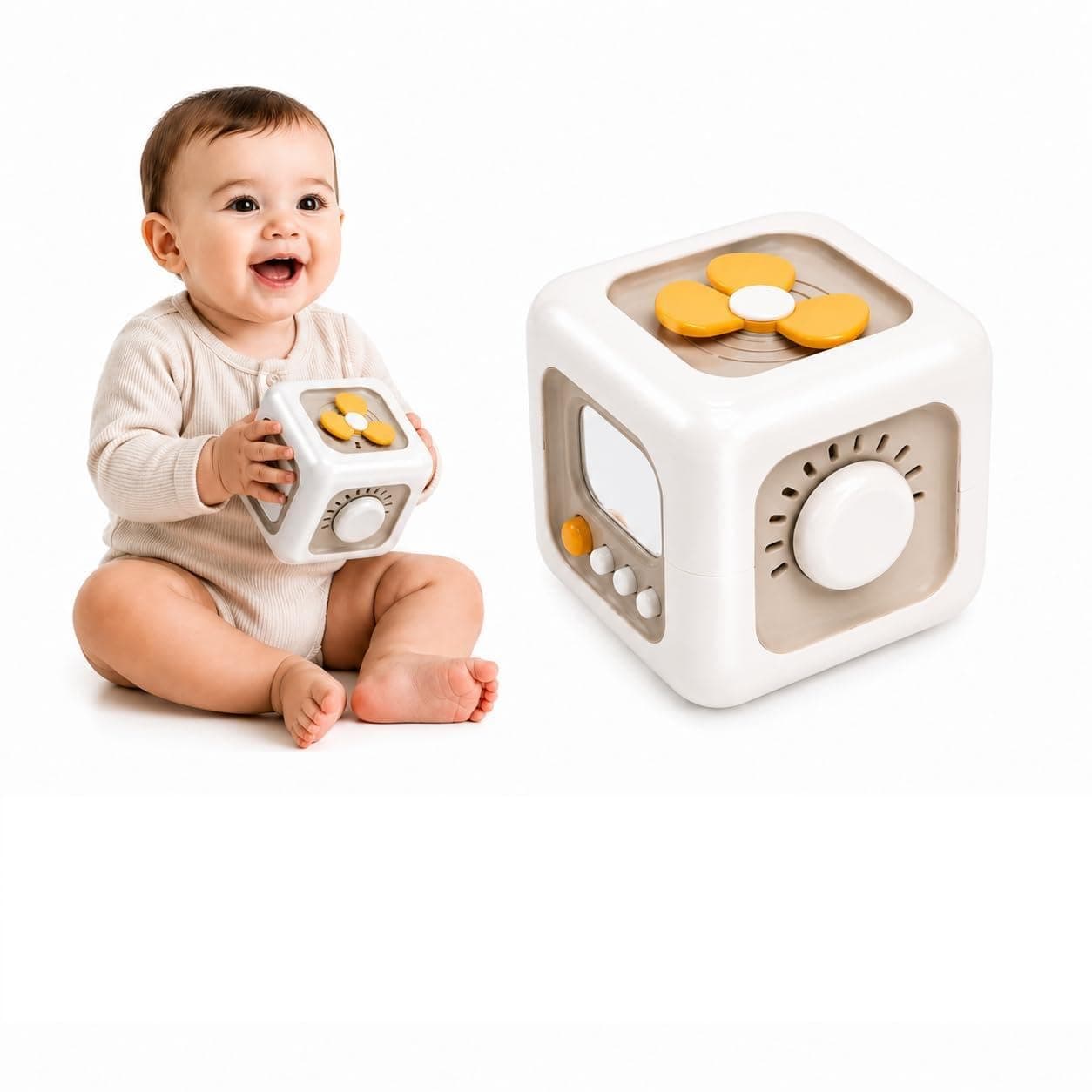 Toytastic Montessori Baby Activity Cube – Multi-Sensory Learning Toy with Buttons, Switches, Dials & Rotating Fan for Toddlers