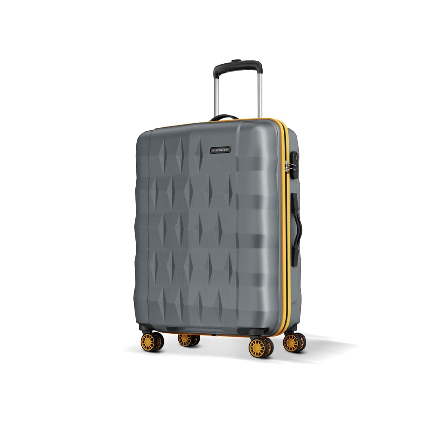 Aristocrat Comet 8 Wheel Check-in (Medium Size) Hard Case Trolley Bag | Combination Lock | Tough and Durable Polycarbonate Luggage | 3 Year International Warranty | 66 CM Suitcase for Travel | Grey