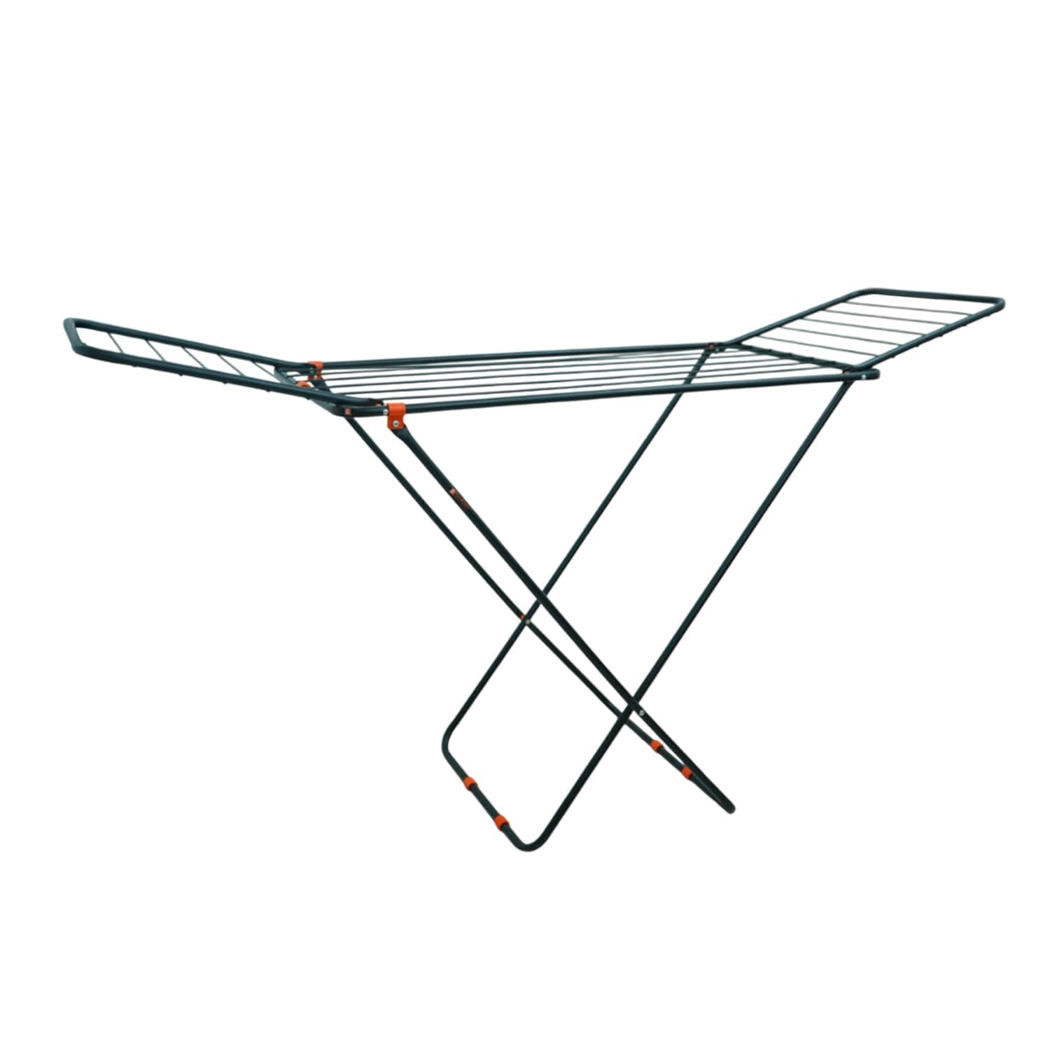 BonKaso Foldable Cloth Drying Stand for Drying Clothes, 3-Way Folding with 20 Drying Rails, Lightweight Alloy Steel, Flat Folding Design | Indoor & Outdoor Clothes Dryer Orange
