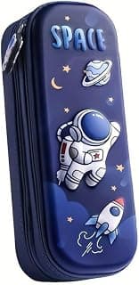 Okean® Premium Double Layer Space Pencil Case 3D Cover Eva Space Astronaut Theme Large Capacity Pencil Zipper Pouch Bag Compass School Organizer Students Kids Stylish Pen Holder Stationery Box, Blue