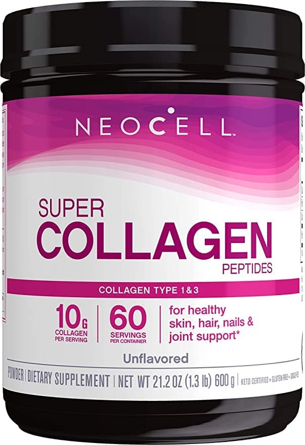 NeoCell Super Collagen Peptides, Grass-Fed Collagen Types 1 and 3, Unflavored, Powder, 21.2 Ounces