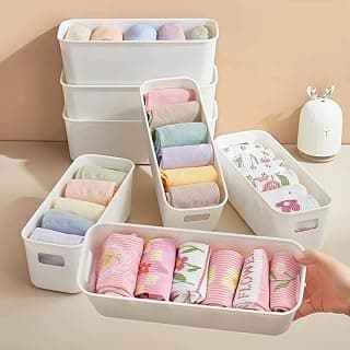 XMART INDIA Multipurpose Plastic Storage Box for Drawers, Kitchen, Bathroom & Desk | Slim Organizer Bins for Stationery, Makeup, Toys & More | Pack of 4