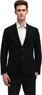 Arrow Textured Pattern Blazer for Men - Plain Weave, Six Pockets & Double Button Closure Single Breasted Mens Blazer - 42, Black