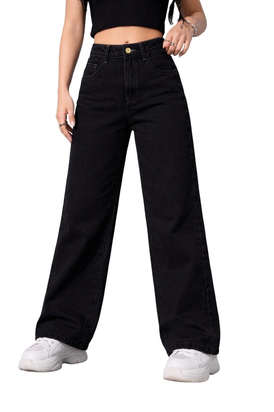 ADBUCKS Stretchable Denim Fabric High Rise Straight Fit Jeans for Girls