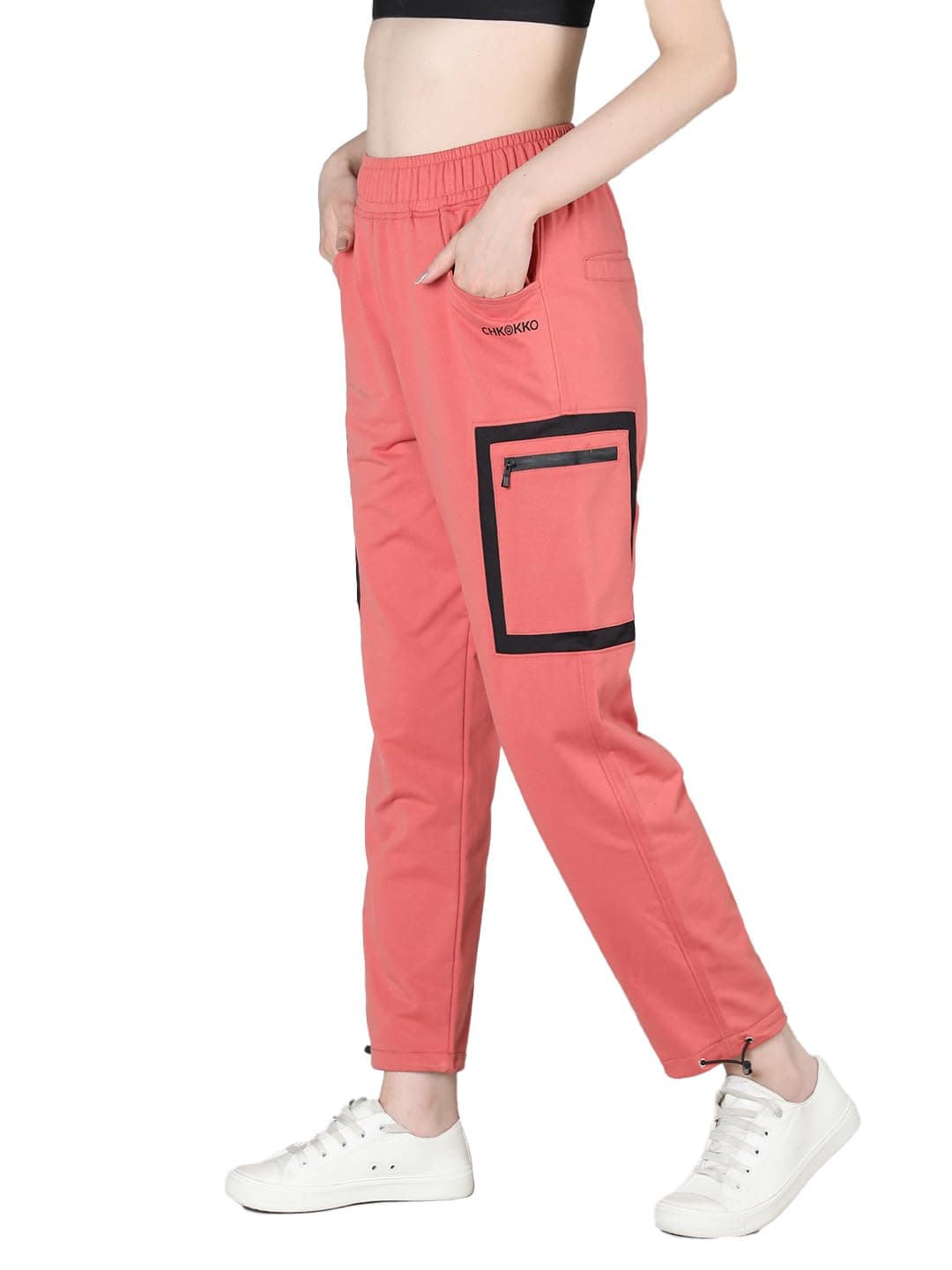 CHKOKKO Women's Regular Fit Mid Rise Track Pant