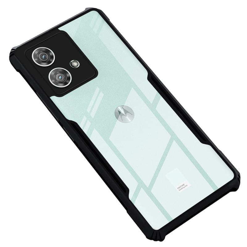 Solimo Shockproof Crystal Clear Back Cover for Moto Edge 40 Neo 5G|360 Degree Protection|Transparent Moto Edge 40 Neo 5G Back Cover Case (Pc & TPU,Black Bumper)