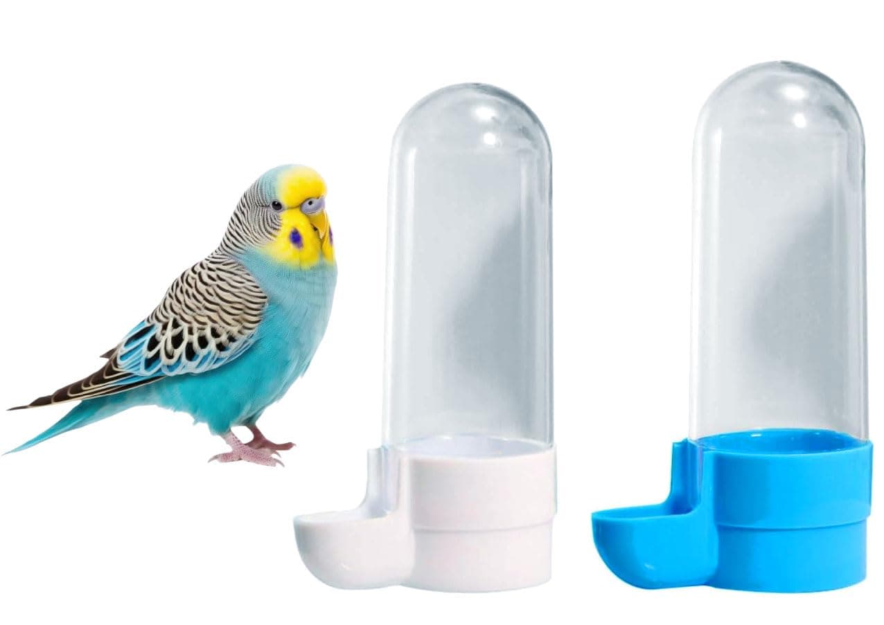 Woofy Pack of 2 Automatic Bird Feeder Water Bottles Drinker Container Bottles for Cage Bottle Pet Parrot Budgie Lovebirds Cockatiel - Color May Vary