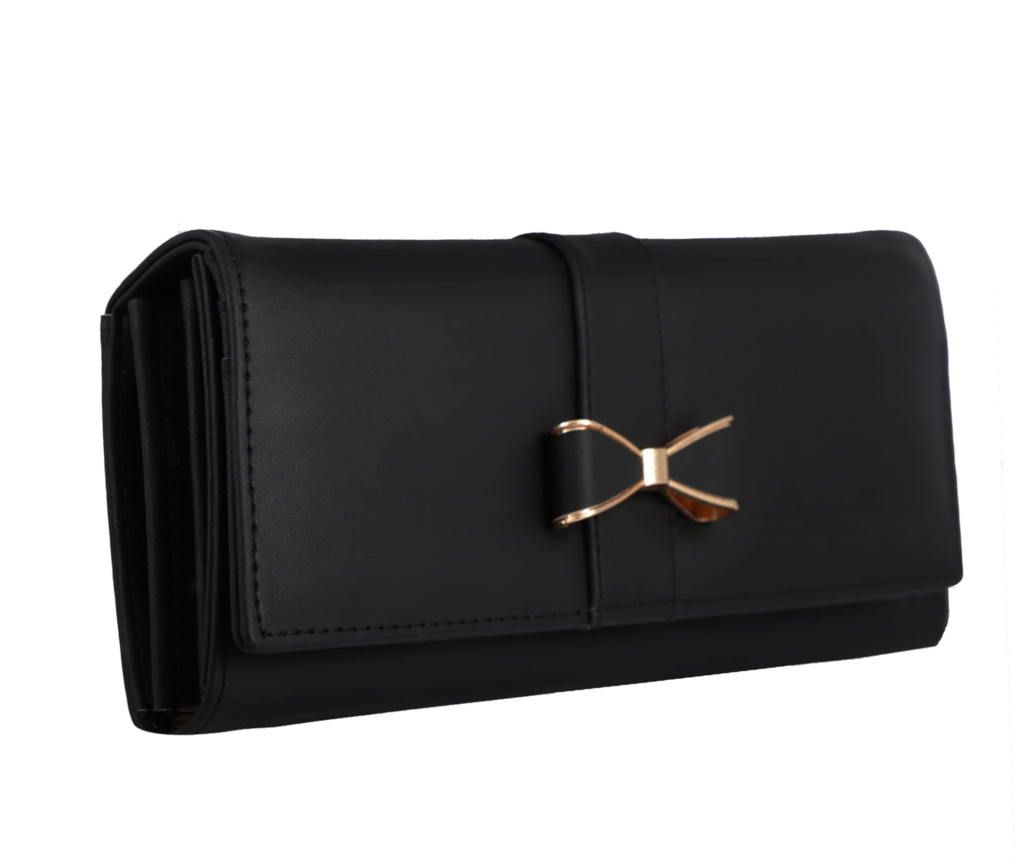 ALSU Women's Faux Leather Hand Wallet Clutch with Phone Pocket, 6 Card Slots (shd-0004blk, Black)