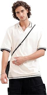 WROGN Men's 100% Cotton Polo T-Shirt | Contrast Trim Detail | Oversized Fit