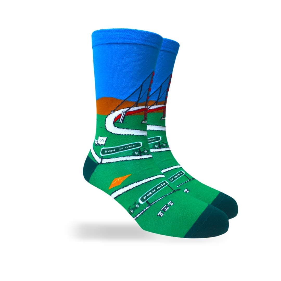 SockSoho Premium Colorful Men Cotton Socks- Silicon Valley Edition (Color: Blue,Green | Size: UK 7-12 | Length: Regular)