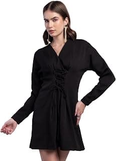 FabAlley Women's Polyester Mini Casual Dress (DRS04670_Black_M)