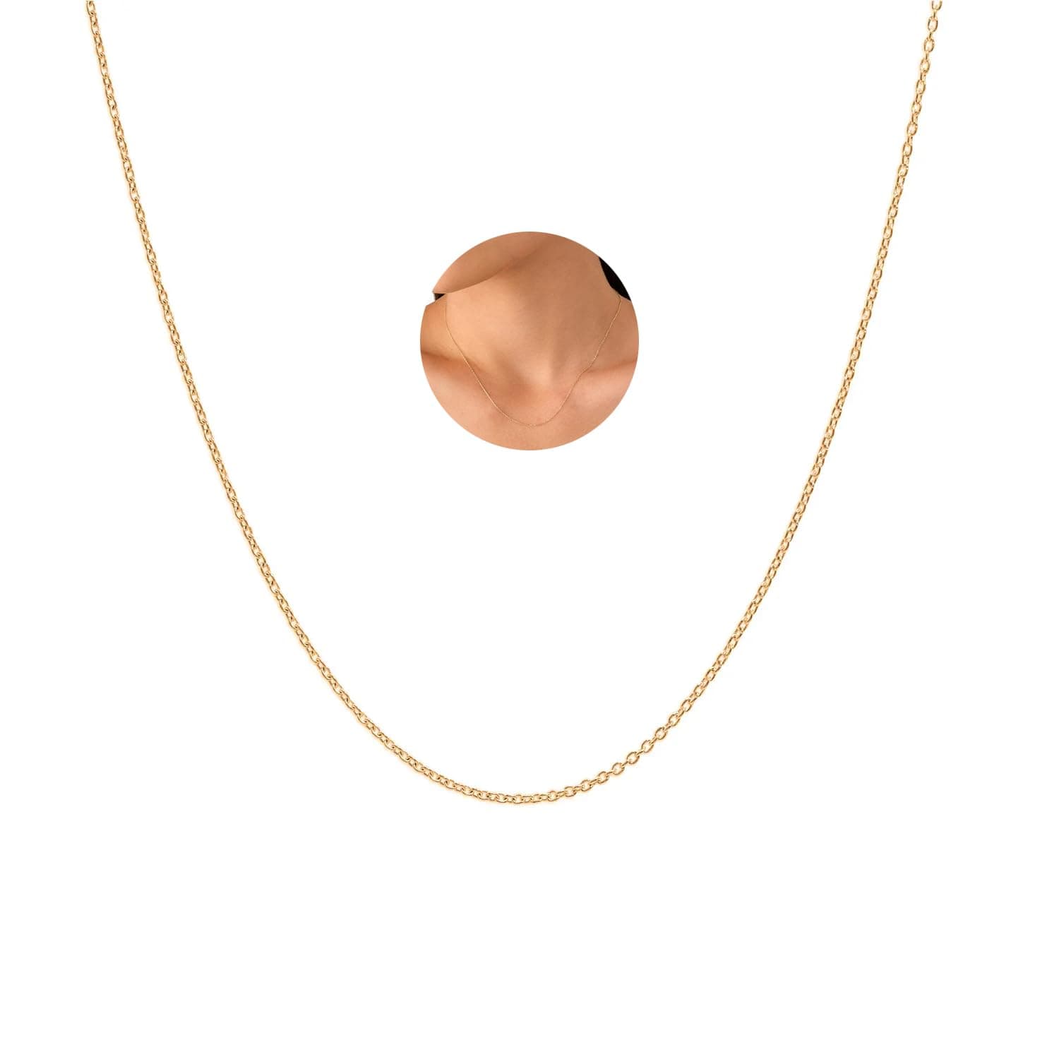 VAMA FASHIONS Simple Anti Tarnish Gold Stainless Steel Western Cable Necklace Chain Neck Chains for Girls - 18 Inches - 1mm Thin Thickness