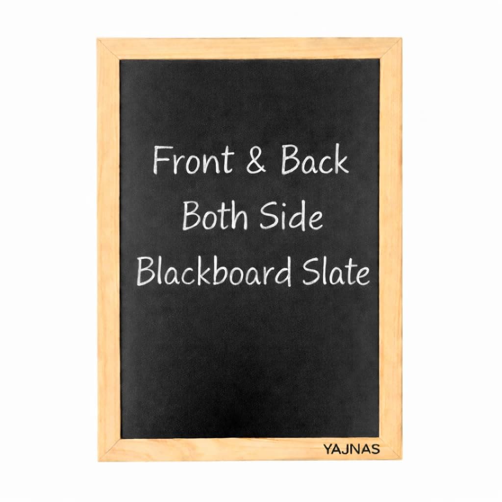 YAJNAS Black Board for Kids | Wood - Double Sided Blackboard Slate | Pre-Writing Toys | Educational Kids Toys | Heavy Duty Slate Chalk Boards with Frame 9x11 Inch (23x28 cm)