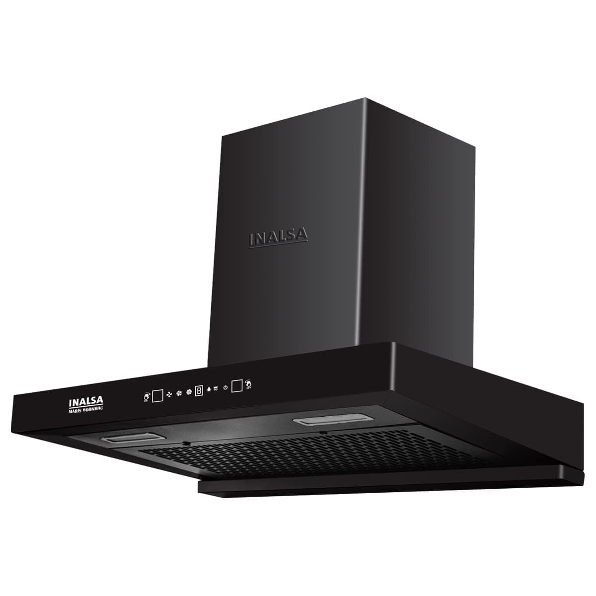 INALSA Pyramid Kitchen Chimney 60cm|1350 m³/hr High Suction|58 dB Low Noise|Filterless Auto Clean Chimney|Motion Sensor &Touch Control|Black Powder Coated Finish|7Yr Warranty On Motor (Maris 60BKMAC)