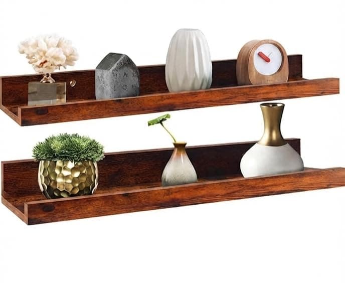 BEWROXIK Floating Shelves, Wall Shelf Hanging Shelf for Bathroom, Bedroom, Toilet, Kitchen, Office, Living Room Décor Set of 2 Shelves