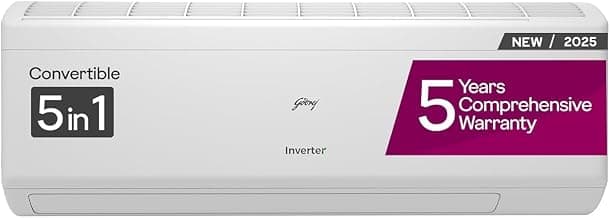 Godrej 2 Ton 3 Star, 5 Years Comprehensive Warranty, AI Powered, 5-In-1 Convertible Cooling, Self Clean Inverter Split AC (Copper, 2025 Model, Heavy Duty Cooling At 52 °C, SIC 24ITC3 WZR/WZS, White)