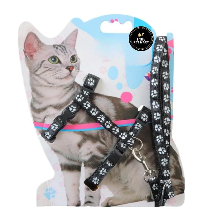 PSK PET MART Adjustable Escape Proof Collar Cat Harness Leash Kitty Set for Outdoor Walking Cat Training Traffic Leading