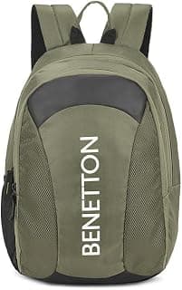 United Colors of Benetton Skylar Polyester 18L 2 Compartment Laptop Backpack For Unisex - Olive