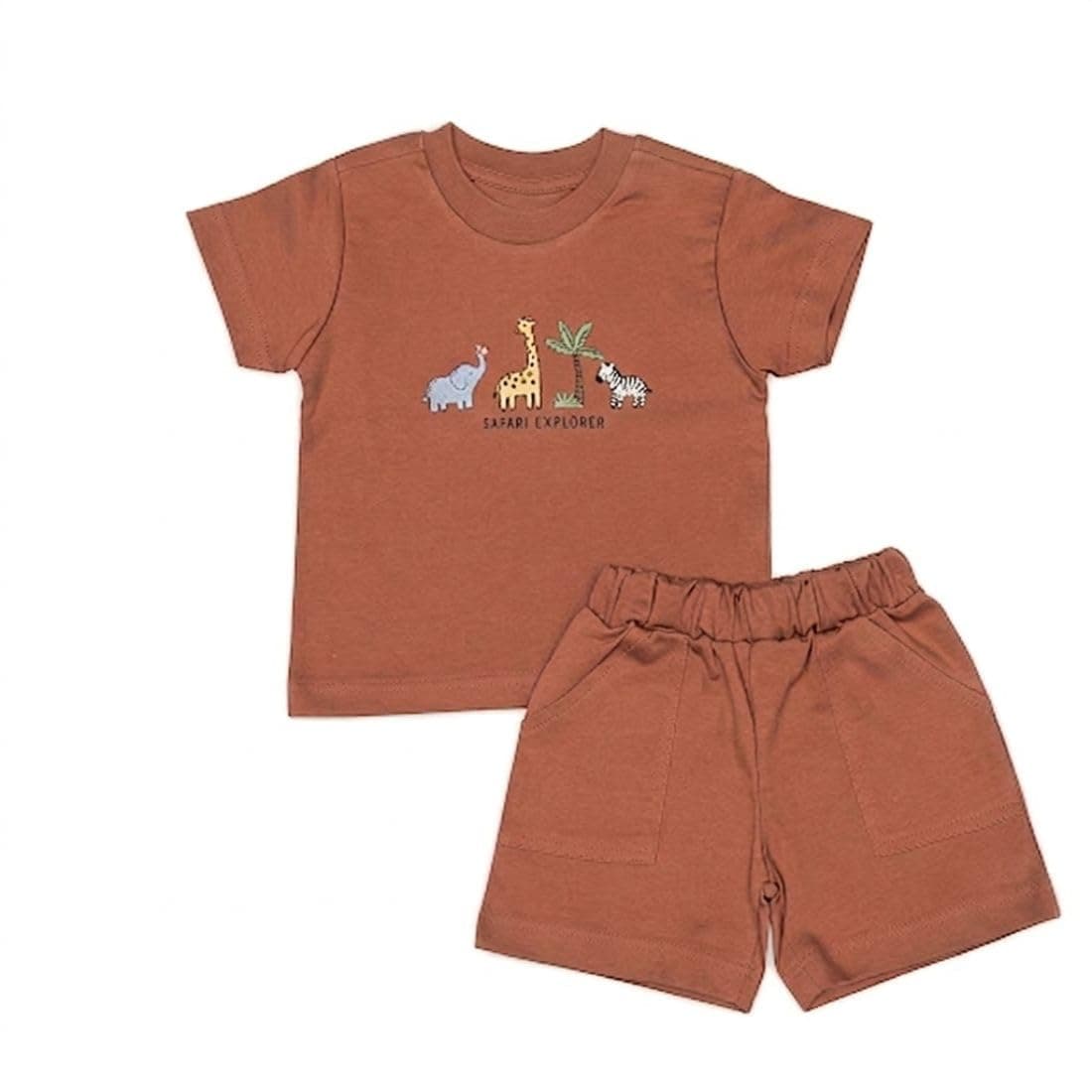 REVOLTEK Baby & Toddler half Sleeves Printed T-Shirt Top with shorts 100% Mercerised cotton Co-Ord Set | Breathable tee and pocket-shorts | Cozy, Skin-Friendly .easy snap-shoulder opening