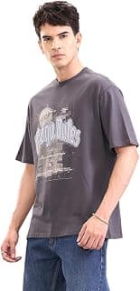 WROGN Men's 100% Cotton T-Shirt | Retro Graphic Print | Oversized Fit