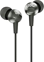 JBL C200SI, Premium in Ear Wired Earphones with Mic, Signature Sound, One Button Multi-Function Remote, Premium Metallic Finish, Angled Earbuds for Comfort fit (Gun Metal)