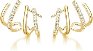 Zibuyu Claw Studs Earrings for Women - Dainty Gold Helix Earrings for Women Fashion With Cubic Zirconia, Hypoallergenic Mini Half Hoop Design, Jewelry Accessories for Girls Gifts