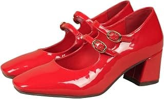 Theater Women Mary Jane Heels | Double Strap Square Toe Block Sandals | Stylish & Comfortable for Office & Casual Wear