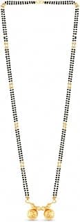 MEENAZ 2 Vati Wati Mangalsutra For Women stylish Girls Ladies Temple South Indian Traditional 1 Gram Gold Stylish Maharashtrian Long Chain Double Mangal sutra Pendant Tanmaniya Black golden Nallapusalu Chains