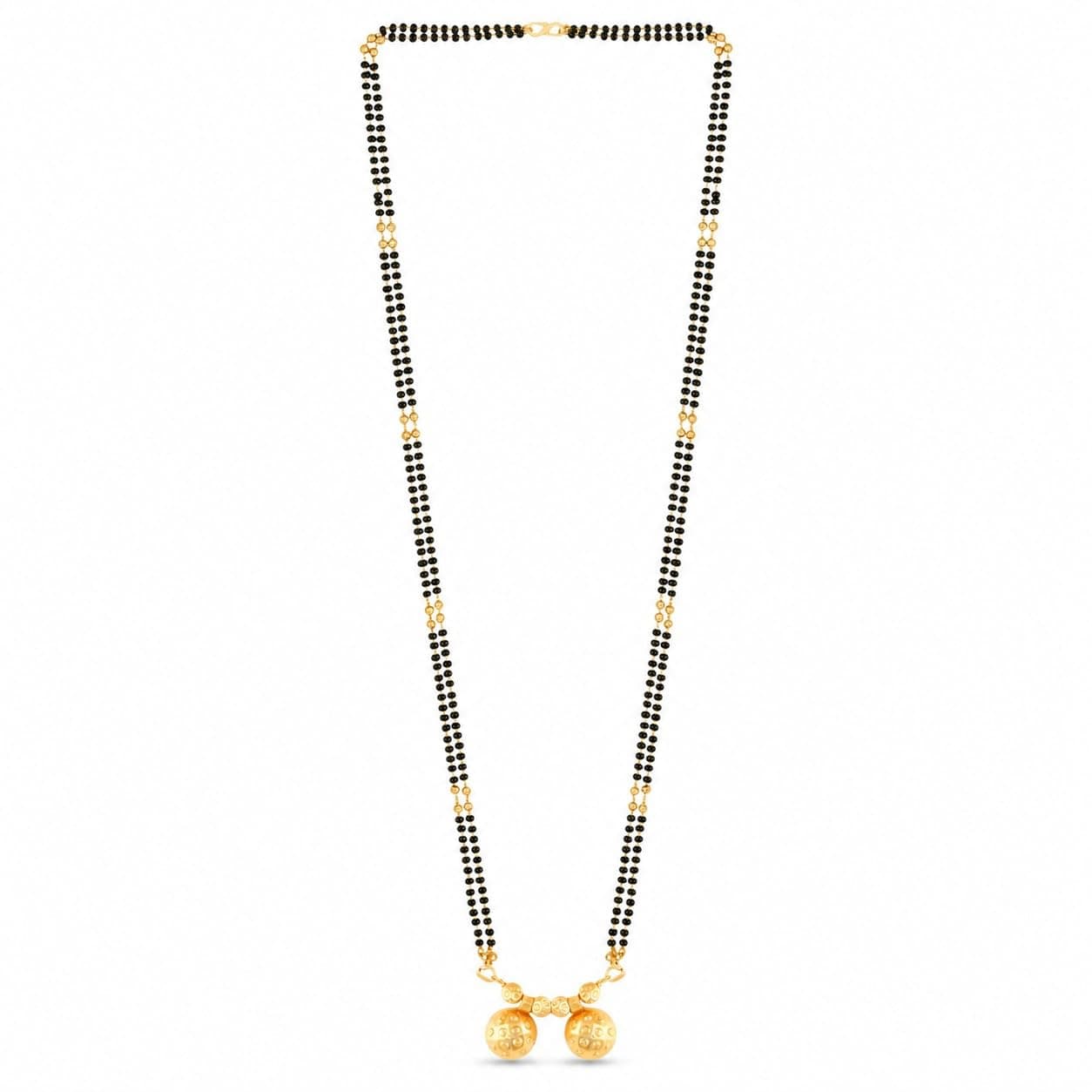 MEENAZ 2 Vati Wati Mangalsutra For Women stylish Girls Ladies Temple South Indian Traditional 1 Gram Gold Stylish Maharashtrian Long Chain Double Mangal sutra Pendant Tanmaniya Black golden Nallapusalu Chains