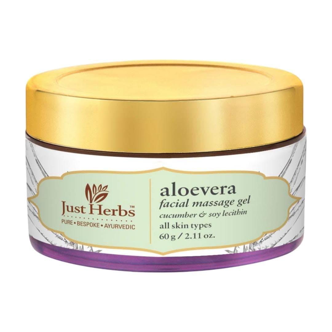 Just Herbs Aloe Vera Facial Massage Gel for Face, All Skin Types, SLS & Paraben Free 60 GM