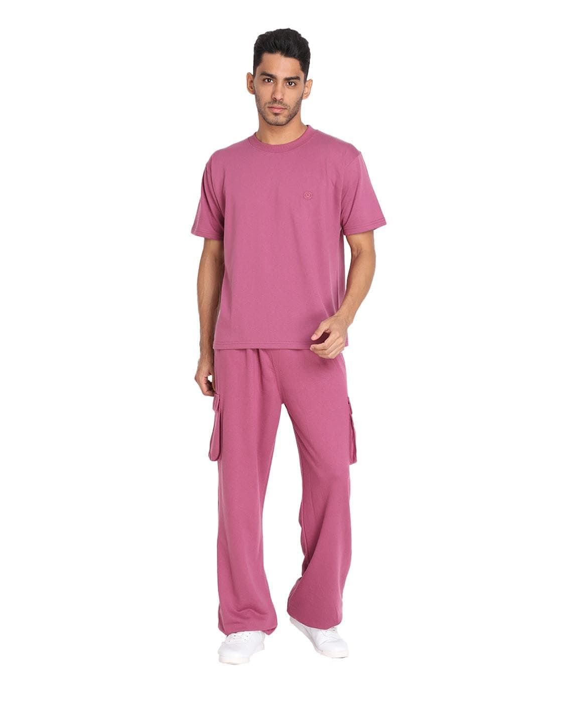 CHKOKKO Men Training Suit Cotton Polyester Solid Track Suit Co-Ord Sets