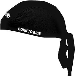 JUST RIDER Sweat Wicking Cooling Helmet Liner - Do Rag Skull Cap Beanie For Men & Women. Pirate Hat Bandana & Head Wrap For Motorcycling, Running, Hiking, Cooking & Outdoor Black - Polyester, Medium