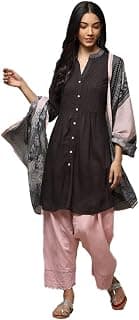 BIBA Women Rayon Straight Kurta Salwar Suit Set