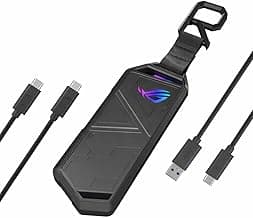 ASUS ROG Strix Arion Aluminum Alloy M.2 NVMe External SSD Holder Portable Enclosure Case, USB 3.2 Gen 2 Type-C (10 Gbps), USB-C to C and USB-C to A Cables, Fits PCIe 2280/2260/2242/2230 M Key/B+M Key