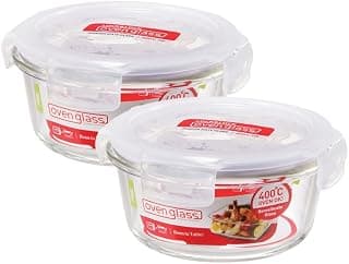 LocknLock Euro Heat Resistance Square Airtight Glass Food Storage Container, 380 ml, Transparent, Set of 2 (LLG821 x 2)