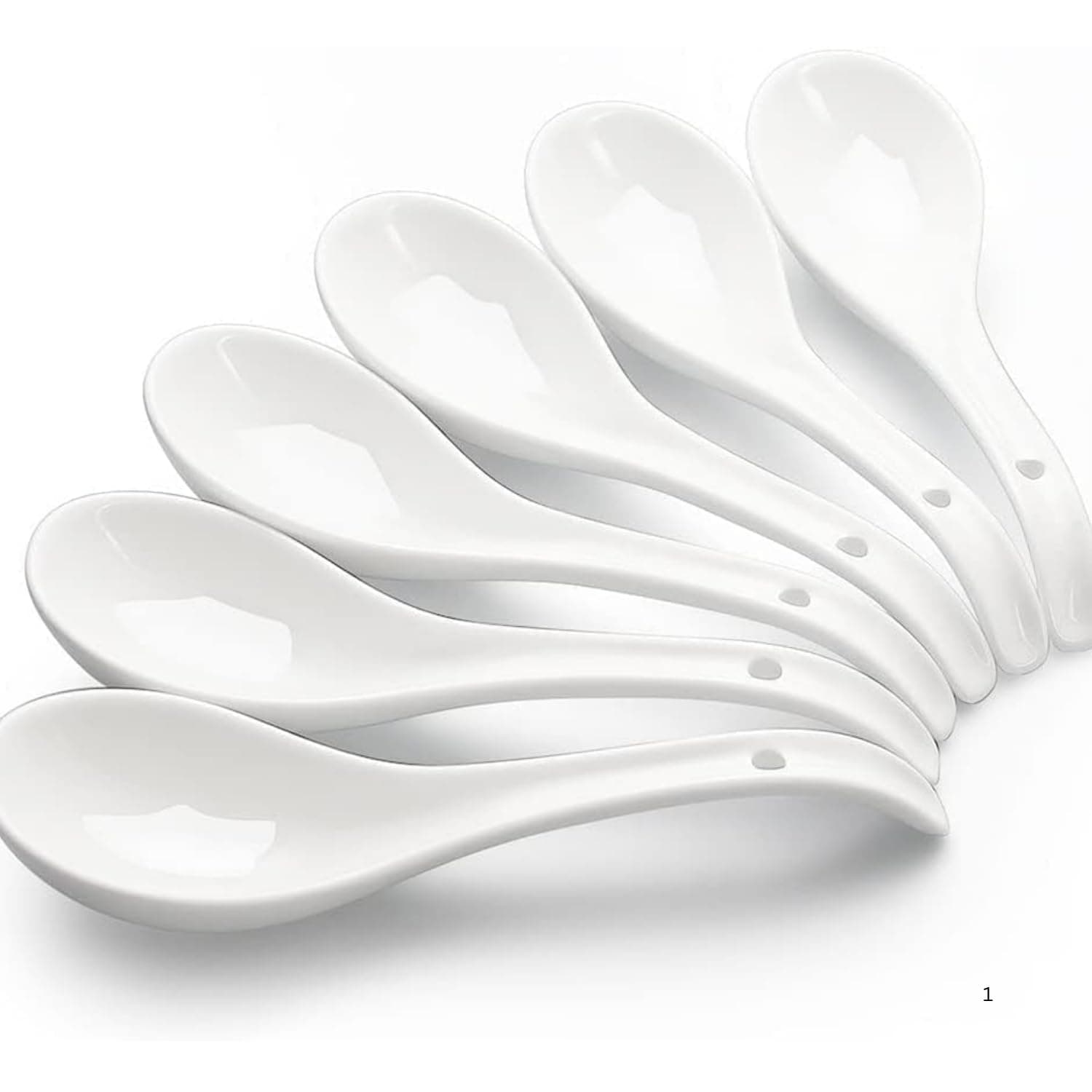 VAGHASIYA Soup Spoon Set of 6 Pure Ceramic White Color Microwave Safe 15 cm Soup Spoons