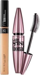 Maybelline New York Fit Me Concealer,25 Medium, 6.8Ml And Maybelline New York Lash Sensational Waterproof Mascara, Black, 10 Ml