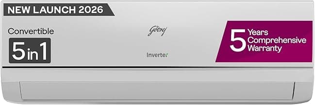 Godrej 1 Ton 3 Star Inverter Split AC with 5-In-1 Convertible Cooling | 5 Years Comprehensive Warranty| AI Powered | Heavy Duty Cooling at 52°C (AC 1T EC HIC 12Y3TH CA, White)