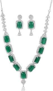 VOYLLA Rectangular Cz Adorned Necklace Sets