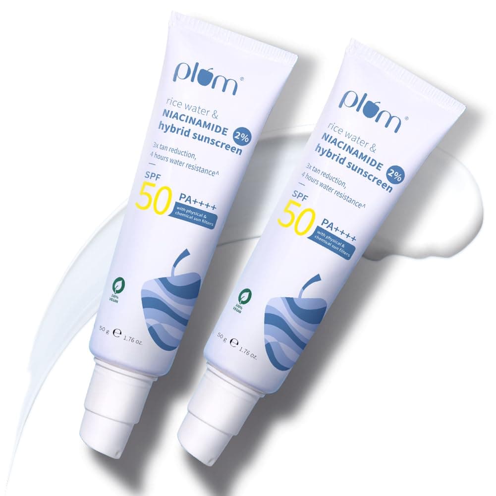 Plum All Skin Sunscreen - SPF 50 PA++++ 2% Niacinamide & Rice Water (Pack of 2)