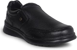 Liberty Fortune DEOX-1E Men’s Non Lacing Formal Moccasin Shoes - Black, Brown - Synthetic Leather Slip-on with Cushioned Footbed - Stylish Office Footwear - Comfortable and Lightweight