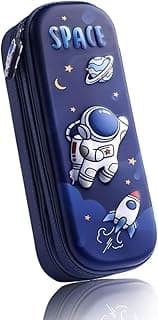 WireScorts Double Layer Space Pencil Case 3D Cover Eva Space Astronaut Theme Large Capacity Pencil Pouch Multifunctional Stationery Organizer for School - (Double Layer Space - Blue)