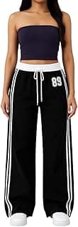 VEERSTOW Women's Athletic Track Pants, Drawstring Waist, Wide Leg