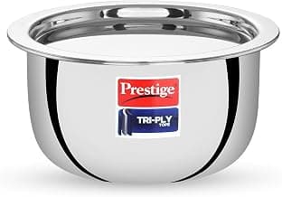 Prestige 14cm/1L Tri-Ply Stainless Steel Tope with Lid|Gas and Induction Compatible| Even Heat Distribution|Strong and Durable| 5 Years Warranty