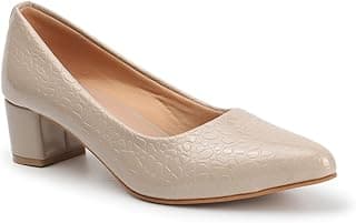 Carlton London Women Stylish Slipon Pump Shoes with Block Heels, Pointed Toe for Party and Formal Occasions