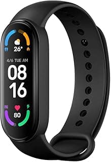 Xiaomi Mi Smart Band 6 - 1.56'' (3.96 cm) Large AMOLED Color Display, 2 Week Battery Life, 30 Fitness Mode, 5 ATM, SpO2, HR, Sleep Monitoring, Women's Health Tracking, Alarm, Music Control (Black)