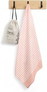 Mush Grab & Go Bamboo Travel Towel | 100% Bamboo Bath Towel for Beach, Hiking & Gym Towel for Men Workout | Compact Towels with Travel Bag | 60x120 cms, 250GSM Quick Dry & Featherlight | Peach